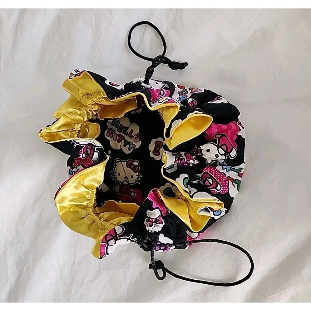 Hello Kitty Travel‎ Jewelry Bag 8-Pockets Organizer Black/Gold Satin Kitty Print